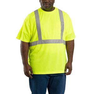 Chemise de travail à manches courtes pour hommes, personnalisée, à séchage rapide, haute visibilité, réfléchissante, verte, de sécurité, en gros - Product Image 4