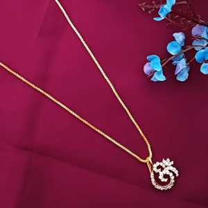 Joyería tradicional india OM AUM Ohm Gold PlaredPandent Chain Indian Spiritual Good Luck CZ Joyería para hombres y mujeres - Product Image 2