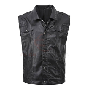 Chaleco de Cuero PU para Hombre, Transpirable, de Color Sólido, con Bolsillo Cinco-Dimensional, Resistente al Viento, de Alta Calidad, al Mejor Precio - Product Image 1