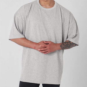 Camisetas en blanco a granel de Color sólido de algodón 100% de calidad superior para hombre, camiseta de gran tamaño con hombros caídos para hombre - Product Image 4