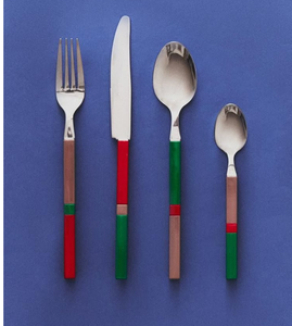 ชุดส้อมทานอาหารสแตนเลสมีด้ามจับทำจากเรซินช้อนและส้อมมีด้ามจับ - Product Image 5