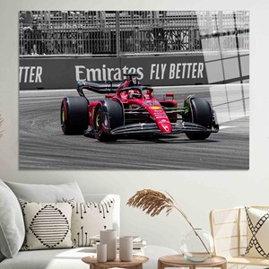 Tableau sur toile Charles Leclerc Ferrari F1 : Impression décorative murale encadrée noire, ART SUR VERRE TÉMPERÉ - Product Image 1