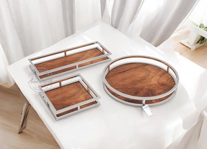 ถาดไม้และเหล็กที่เรียบง่ายและมีระดับสามแบบและขนาดที่แตกต่างกันด้วยอัตราคุณภาพพิเศษ - Product Image 3