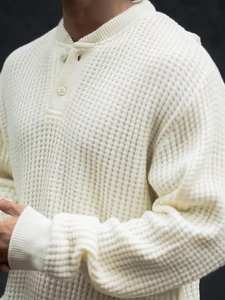 Mens 100% Cotton <b>Henley</b> <b>Tshirt</b> Custom Design Long Sleeve for Streetwear Knitted Fabric - Product Image 6