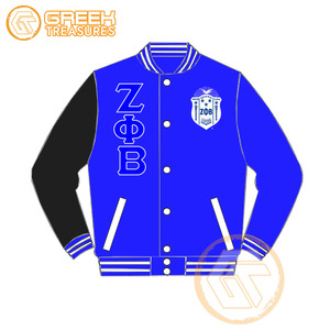 เสื้อแจ็กเก็ตทีมโรงเรียน Zeta phi Beta เสื้อแจ็กเก็ตสโมสรผ้าซาตินปักตราและมีตัวอักษรละเอียดกว่ากำหนดเอง - Product Image 1