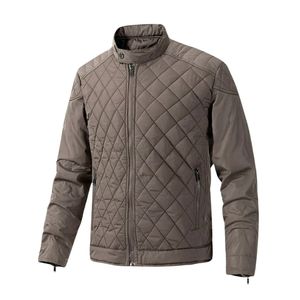 Taupe Winter Bubble Jacket Men Custom Logo Puffer Coat Quilted <b>Padded</b> Outerwear Lightweight Warm Mens Streetwear Jacket - Product Image 2