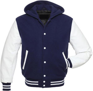 Veste universitaire en laine personnalisée pour hommes col montant style rue haute logo brodé sur le devant - Product Image 4