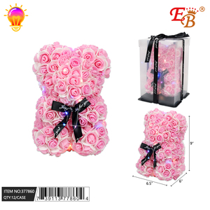 PINKROSE 10 \ "orso animali giocattolo orso rosa con fiocco nero e luce confezionati in scatole da 12 pz/Cs - Product Image 1