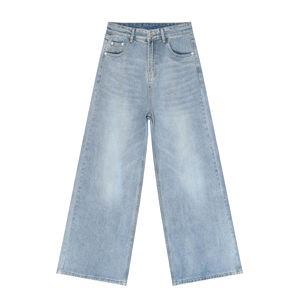 Gray Black Blank Denim Stacked <b>Jeans</b> Pants <b>Leg</b> Baggy <b>Jeans</b> Loose <b>Wide</b> <b>Leg</b> Straight Fit Cotton <b>for</b> <b>Men</b> - Product Image 5