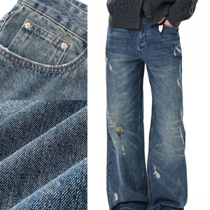 Pantalones Vaqueros Rectos de Estilo Retro Vintage para Hombre y Mujer, Lavados, Desgastados, de Mezclilla, Cintura Media, para Viajar y el Tiempo Libre - Product Image 4