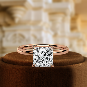 แหวนหมั้นเพชรทรงเจ้าหญิง 1 กะรัต ผลิตในห้องปฏิบัติการ ได้รับการรับรองจาก IGI แหวนแต่งงานทองคำ 14k สีเหลือง ประดับด้วยเพชรแบบซ่อน แหวนแทนใจ - Product Image 3