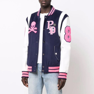 Veste d'hiver à manches longues pour hommes Varsity Baseball/Sports/Letterman/Bomber Button Style Stand Vente en gros - Product Image 4