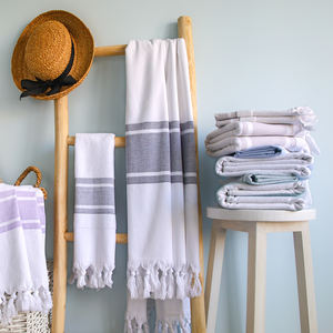 100% algodón turco Terry Diamond Peshtemal Toalla de playa respetuosa con el medio ambiente a rayas de secado rápido absorbente de lujo logotipo personalizado sin arena - Product Image 4