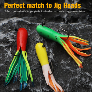 Lot de 120 leurres souples pour la pêche, haute qualité, leurres tubulaires, hameçons jig head, kit de leurres pour crappie, truite, brochet, poisson-chat, eau douce - Product Image 6