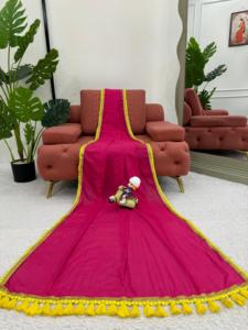 Collection de saris de mariée en coton Mul | Dentelle complexe et travail Latkan Mon Banglori chemisier en soie vêtements de mariage - Product Image 2