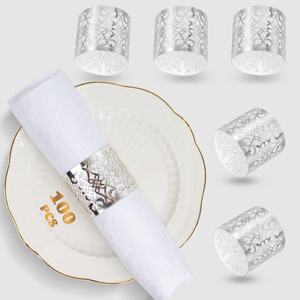 Porte-serviettes en métal plaqué argent avec motif flocon de neige Décor de table à manger pour les fêtes Couleur chaude de l'été Stocké pour les mariages - Product Image 6