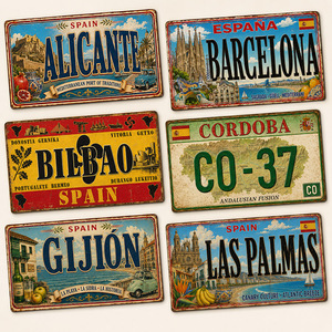 Plaque Métallique Vintage Espagne, Décoration Murale Rustique Rétro pour Bar à Tapas ou <span class=keywords><strong>Garage</strong></span> - Product Image 1
