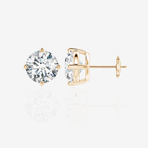 Boucles d'oreilles certifiées en or 18 carats avec diamant de laboratoire taille ronde – Bijoux de luxe en diamant - Product Image 1