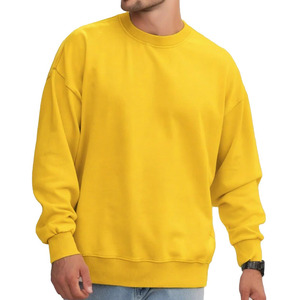 Sweat-shirt sur mesure en tissu doux et lourd de couleur jaune solide Sweat-shirt respirant en coton mélangé sur mesure pour hommes - Product Image 1