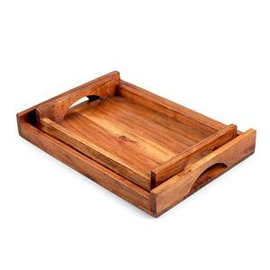 Bandeja de Servir de Madera Resistente, Diseño Elegante de Estilo Moderno, Bandeja de Madera para Cocina, Baño, Vajilla, Apta para Lavavajillas, Tallada para Comedor - Product Image 2
