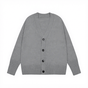 Cárdigan de Punto Vintage para Mujer, Cuello en V, con Botones Bordados, 100% Acrílico, Estilo Preppy, Transpirable y de Secado Rápido - Product Image 4