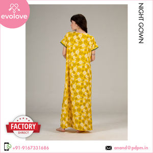 Femmes 100% rayonne tige Ne longue chemise de nuit XL taille personnalisée roses jaunes vêtements de nuit pour usage domestique approvisionnement en gros meilleur prix printemps - Product Image 6
