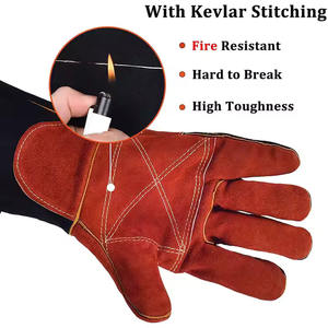 Guantes de Protección para Soldadura de Cuero de 38 cm, Estilo Sencillo, Resistentes al Calor, Ecológicos, de Alta Calidad, Personalizables en Talla y Color - Product Image 4
