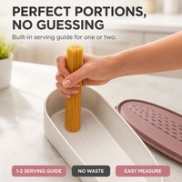 Casserole à spaghetti pour micro-ondes avec couvercle égouttoir, guide de mesure intégré, réutilisable, pour la préparation de pâtes en une seule cuisson