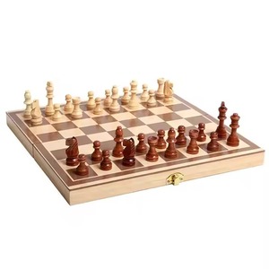Jeu d'échecs en bois, plateau magnétique pliable, pièces en bois, jeu de stratégie classique pour enfants et adultes, cadeau - Product Image 1