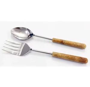 Juego de servidor de ensalada de estilo Vintage, juegos de acero inoxidable con mango acrílico, cuchara y tenedor, juegos de 2 uds, utensilios de cocina - Product Image 5