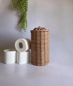 Porte-papier toilette en rotin avec couvercle à motif tissé, boîte de rangement artisanale, écologique, naturelle, décoration intérieure et extérieure, vente en gros du Vietnam - Product Image 2