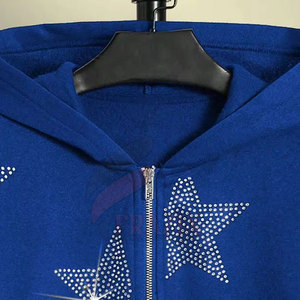 Hombres Mejor Moda Desgaste Diseña Tu Propio Logotipo Hombres Cremallera Rhinestone Sudaderas Algodón Mezclado Cremallera Rhinestone Sudaderas - Product Image 4