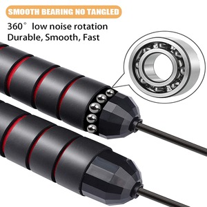 Cuerda de saltar de velocidad con logotipo personalizado de alta calidad con mango de madera Cuerda de saltar de fitness hecha de caucho y plástico - Product Image 3