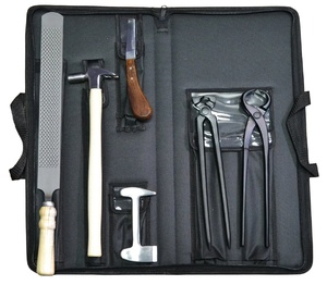 Kit d'outils professionnels pour fermeurs vétérinaires, entretien des sabots et des chaussures d'animaux, en acier inoxydable noir, pour grands animaux - Product Image 1