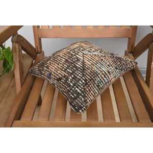 Brown Wool <b>Kantha</b> Patchwork Pillow 12x12 Inch Vintage Embroidered Woven Printed Rustic Living Room <b>Throw</b> Pillow for Home Use - Product Image 4