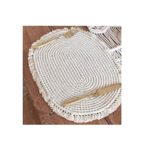 American Style Round Shape Handmade Macrame Placemats in Gray Color <b>Table</b> <b>Coaster</b> for Dinner Home Decor Accessories - Product Image 3