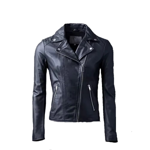 Veste bomber en cuir de bonne qualité en gros pour femmes, manteau d'hiver, corps en laine, manches en cuir, veste en cuir gaufré - Product Image 1