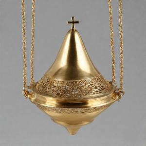 CenserAura Encensoir en métal orné de fumée divine Brûleur d'encens d'église traditionnelle avec chaîne en laiton poli vintage - Product Image 6