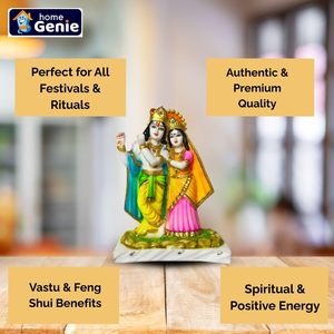 HOME GENIE Radha Krishna Idol | Polyresin Murti para Pooja Room Home Decor & Gift | Estatua espiritual con base de estilo mármol - Product Image 3
