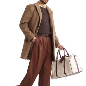 Automne et hiver nouveaux hommes Double col laine chaud grande taille Long manteau coupe-vent veste pour hommes élégant - Product Image 4