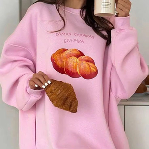 <b>Sweet</b> Ice Cream Graphic Sweatshirt Pink Cozy Street Style Crewneck Soft Fabric Trendy Casual Wear for Fashion Brands Wholesale - Product Image 3
