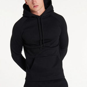 NEW Hot-selling slim fit drawstrings soft quick dry gym <b>black</b> <b>hoodies</b> for men - Product Image 2