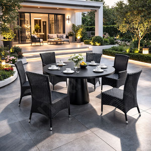 <span class=keywords><strong>Mesa</strong></span> de comedor <span class=keywords><strong>y</strong></span> <span class=keywords><strong>sillas</strong></span> de jardín de ratán reclinable de lujo para hoteles, restaurantes, villas, muebles duraderos - Product Image 2