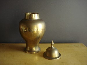 Ginger Brass Simple Vintage Brass Ginger <b>Jar</b>, Decorative Extra Large Brass <b>Urn</b> With Lid, Brass <b>Jar</b> Brass Gold - Product Image 2