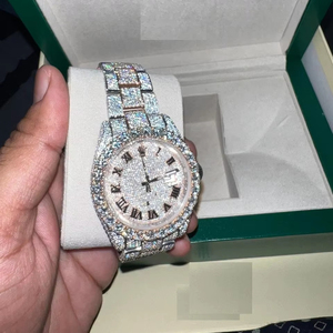 Lujo Hip Hop Hombres Ice Out Watch Iced Bling Jewelry Diamante resistente al agua Diamantes simulados completos - Product Image 4