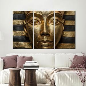 Toile imprimée Pharaon égyptien : Décor mystique visage antique doré, 3P : Prêt à accrocher - Product Image 1