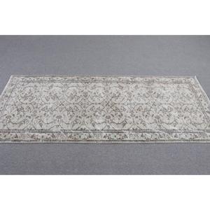 พรมลายตุรกีขนาด 3x6.9 ฟุต พรมวินเทจ สีเทา-น้ำเงิน ลายต้นไม้และพืช พรมขนสัตว์ - Product Image 3