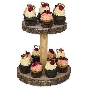 Plateau en bois à deux niveaux Plateau d'affichage décoratif de style ferme rustique pour la cuisine, le comptoir et le centre de table - Product Image 1