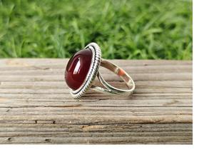 แหวนพลอยโอนิกซ์สีแดงทำด้วยมือแหวน925สเตอร์ลิงเงินสไตล์ Boho เครื่องประดับผู้หญิงหรูหราขายส่ง - Product Image 3