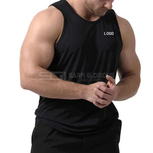 Camiseta sin mangas para hombre, combinación de blanco y negro, para gimnasio, entrenamiento, fitness, transpirable, de algodón y spandex, venta al por mayor de fábrica - Product Image 1